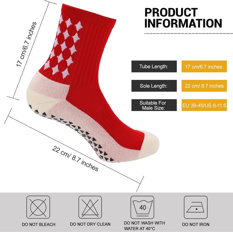 Ultrafun 5 Pairs Mens Grip Soccer Socks Non Slip Cushioned Crew Football Sports Socks - Image 2